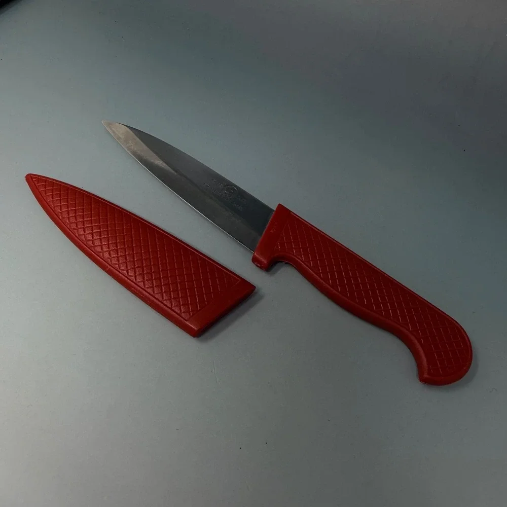 Joyce Chen Stainless Steel Japan Paring Utility Knife Red Sheath Cover 3.5 Inch‎